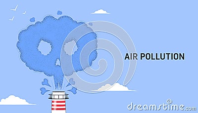 Air pollution. Smoke from a factory chimney in the form of a skull with bones Cartoon Illustration