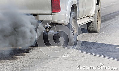 Air pollution from vehicle exhaust pipe Stock Photo