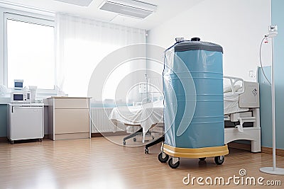 air purifier being used in hospital room, reducing germs and bacteria Stock Photo