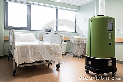 air purifier being used in hospital room, reducing germs and bacteria Stock Photo
