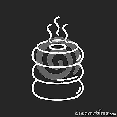 Air purifier, steam humidifier chalk white icon on black background. Household appliance, ionizer, water vaporizer Vector Illustration