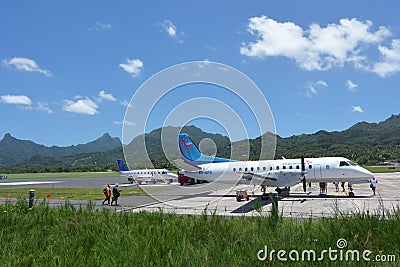 Air Rarotonga Embraer 110 at Rarotonga International Airport Coo Editorial Stock Photo