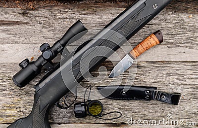 Air rifle with telescopic sight Stock Photo