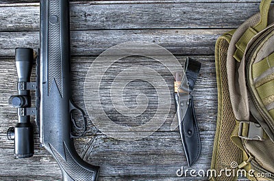 Air rifle with telescopic sight Stock Photo