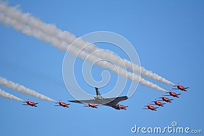 Air Show Southport Red Arrows / Vulcan Bomber Editorial Stock Photo