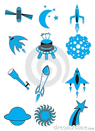 Air And Space Icon Set Vector Illustration