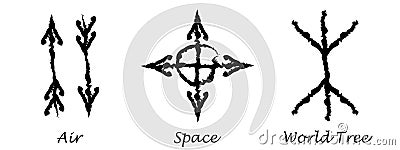 Air. Space. World Tree. Alchemy vector icons. Slavic amulets symbols. Vector illustration Vector Illustration