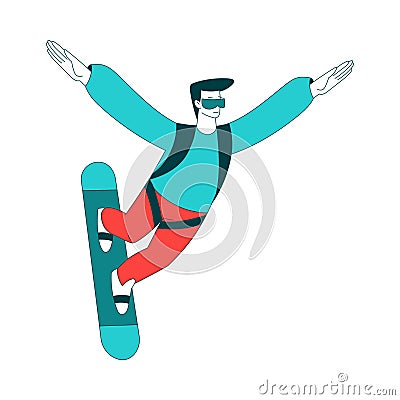 Air Sport with Man Character Sky Surfing on Board Perform Aerobatics During Freefall Vector Illustration Stock Photo