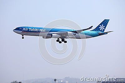 Air Tahiti Nui landing on Los Angeles Airport, LAX Editorial Stock Photo