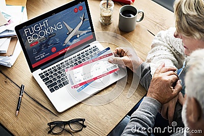 Air Ticket Flight Booking Concept Stock Photo