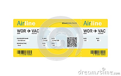 Air ticket by plane with text Vector Illustration