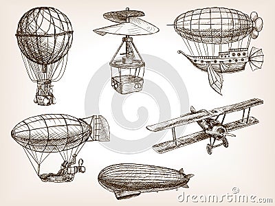 Air transport vintage hand drawn sketch vector Vector Illustration