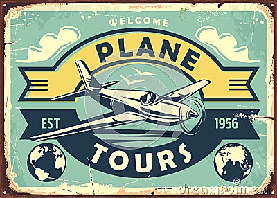 Air transport vintage metal sign Vector Illustration