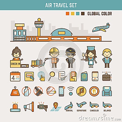 Air travel infographic elements for kids Vector Illustration