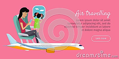 Air Travelling Conceptual Banner. Vector design Vector Illustration