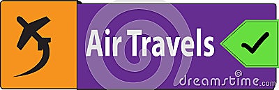 Black Air Travels web button classic blue button white background Cartoon Illustration