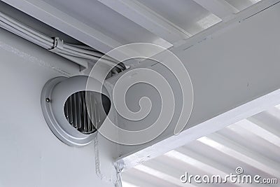 Air vent ducting ventilation exhaust mounted on the wall. Stock Photo