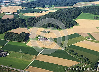 Air view on farm fields Stock Photo