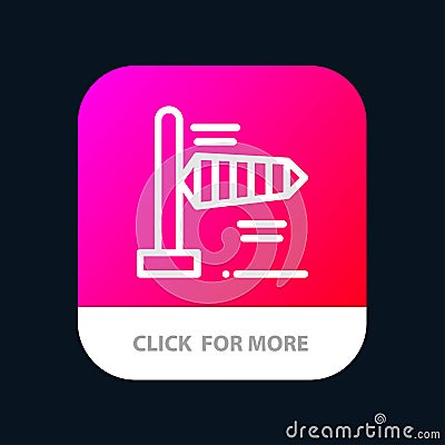 Air, Wind, Windy Mobile App Button. Android and IOS Line Version Vector Illustration