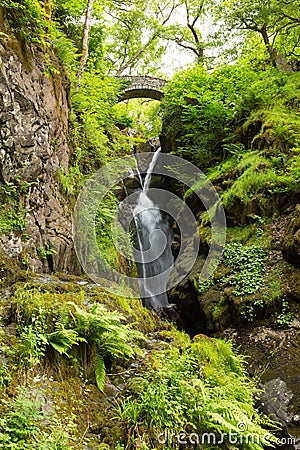 Aira Force waterfall Ullswater Valley Lake District Cumbria England UK Stock Photo