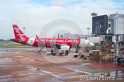 AirAsia airplane in Singapore airport Editorial Stock Photo