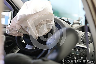 Airbag exploded Stock Photo