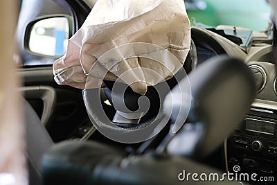 Airbag exploded Stock Photo