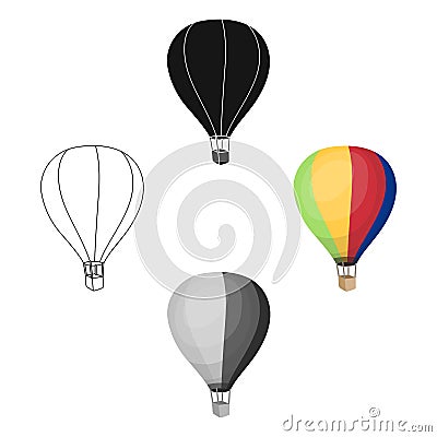 Airballoon icon in cartoon style isolated on white background. Rest and travel symbol stock vector illustration. Vector Illustration