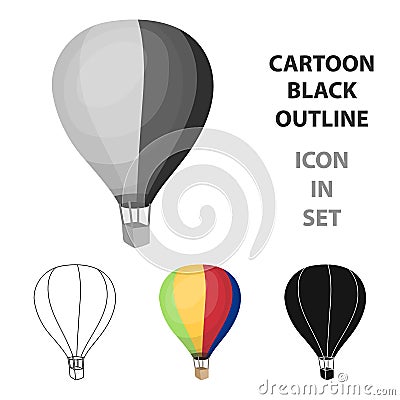 Airballoon icon in cartoon style isolated on white background. Rest and travel symbol stock vector illustration. Vector Illustration