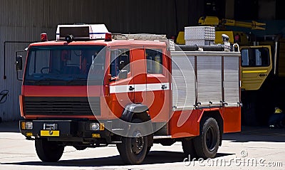 Airbase Emergency Services Firetruck Stock Photo