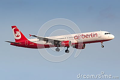 AirBerlin Airbus A321 airplane at Palma de Mallorca Editorial Stock Photo