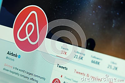Airbnb on twitter Editorial Stock Photo