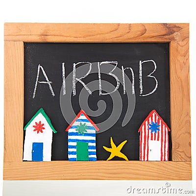 Airbnb on blackboard Stock Photo