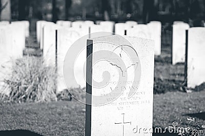 Airborn Cemetery, Arnhem Oosterbeek, Netherlands 28 Februari 2021 Editorial Stock Photo