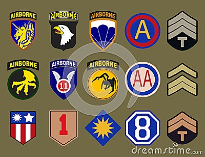 Airborne, air force and army patches Vector Illustration