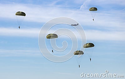 The airborne commemorations on Ginkel Heath with para drops Stock Photo