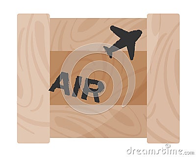 Airborne delivery wooden box package parcel air drop. Online military game concept Vector Illustration
