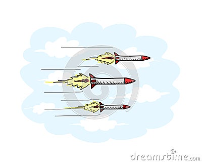 Airborne Missiles Vector Illustration