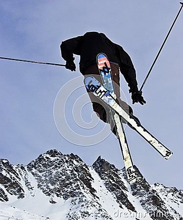 Airborne Skier Stock Photo