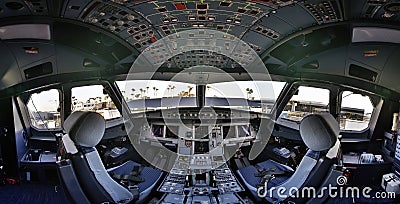 Airbus 320 cockpit flightdeck Stock Photo