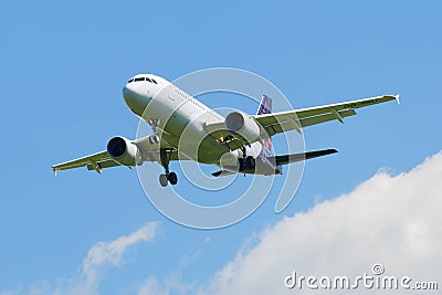 Airbus A319-111 aircraft (OO-SSU) Brussels Airlines landing at Pulkovo Airport Editorial Stock Photo