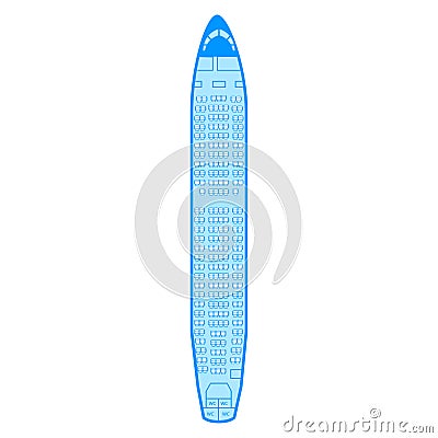 Airbus A310-300 Aircraft Types PAX passengers seat chair scheme in airplane Vector Illustration