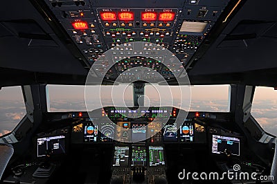 Airbus Cockpit Stock Photo