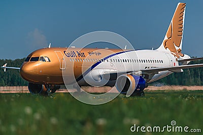 Airbus A 320 Gulf Air Airlines taxing at apron Editorial Stock Photo