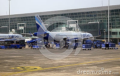 Airbus A320 operated by IndiGo at Kolkata international Airport Editorial Stock Photo