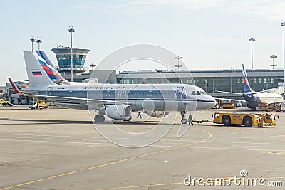 Airbus a-320 Retro livery Aeroflot Russian Airlines. Russia, Moscow, airport Sheremetyevo. 20 April 2018. Editorial Stock Photo