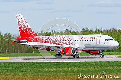 Airbus a319 Rossiya airlines, airport Pulkovo, Russia Saint-Petersburg May 2017. Editorial Stock Photo