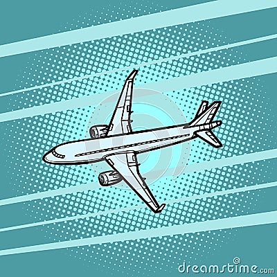 Aircraft air transport blue background Vector Illustration