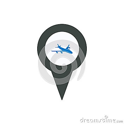 Aircraft airplan location marker pin place position Vector Illustration