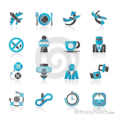 Aircraft, airport and Plane Icons Vector Illustration